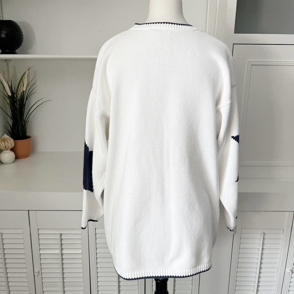 Adrienne Vittadini Navy and White Star Sweater - Picture 4 of 7